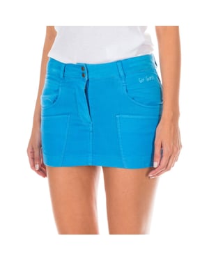 Dames Mini Denim Rok met drukknoopsluiting en rits ATM0010