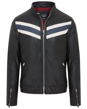 Heren Zwarte Café Racer Biker Leren Jack - Aniak