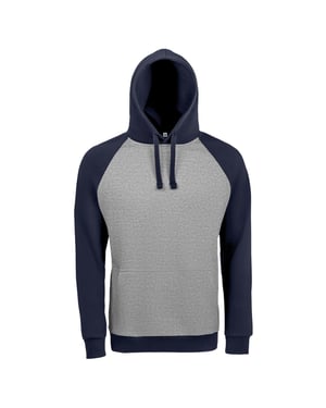 SOLS Unisex Seattle Contrast Raglan Hoodie (Grijze Marl/Franse marine)