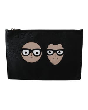Dolce & Gabbana Zwarte Leren Clutch Document Tas Portemonnee