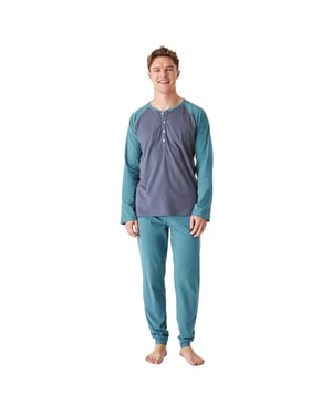 JJB12 Katoenen pyjama met lange mouwen en ronde hals voor heren