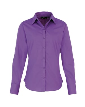 Premier Dames/Dames Popeline Blouse met Lange Mouwen (Rijke Violet)