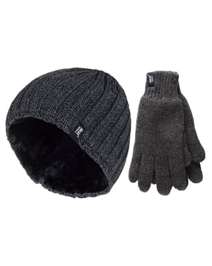 Heat Holders Dikke thermo muts en handschoenenset voor heren - Grijs