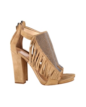 Giuseppe Zanotti Alabama Fringed Sandalen in Beigekleurig Suède