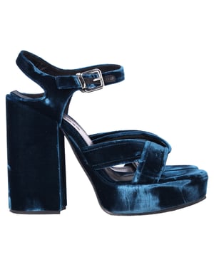 Jil Sander Chunky Sandalenhakken in Blauw Fluweel