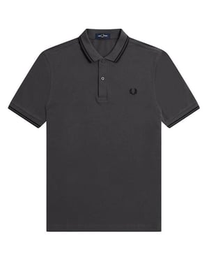 Fred Perry zwart grijs poloshirt met dubbele getipte kraag
