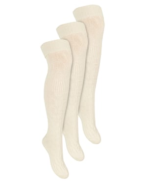 Steven - Dames 3 Paar Over Knie Wol Sokken | Multipack Vrouwen Lange Sokken - Ecru