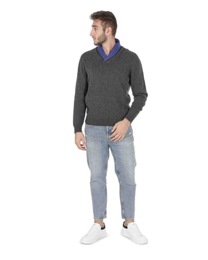 Crown Of Edinburgh Cashmere Heren Trui Met V-Hals Coe 009 Zalm