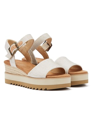 TOMS Diana Canvas Wedge Natuurlijk Dames Sandalen Wit