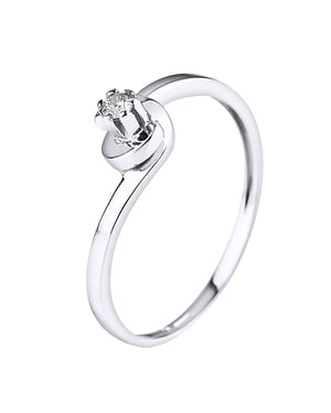 Solitaire Diamond 0,04 Cts White Gold Jewelry