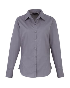 Premier Dames/Dames Popeline Blouse met Lange Mouwen (Staal)