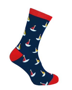 Mr Heron bamboesokken met nieuw patroon voor heren - Boten (Marine)