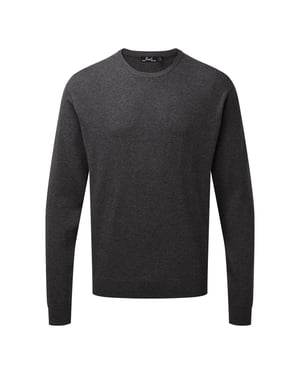 Premier Heren gebreid katoenen crew neck sweatshirt (Houtskool)