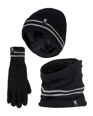 Heat Holders - Heren Hi Vis Hoed, Nekwarmers & Handschoenen Set - Zwart