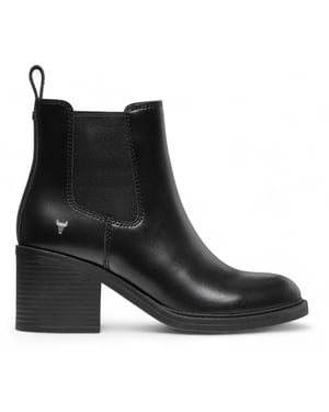 Windsor Smith Dames Zwarte Klassieke Leren Platform Enkel Chelsea Laarzen - Varsity