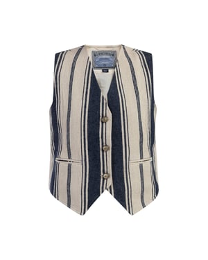 Dreimaster Waistcoat Dames Donker marineblauwe gebroken witte strepen
