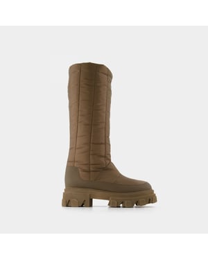Hoge Puffer Laarzen in Khaki Poly