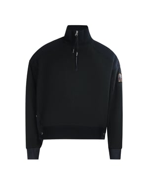 Parajumpers Fleece zwart sweatshirt met kwartrits en coltrui