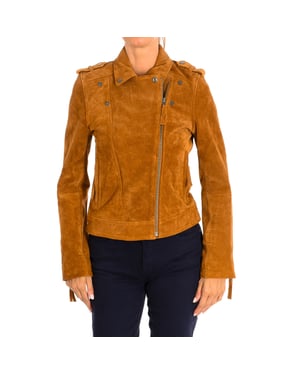 Leren damesjack met korte lange mouwen 9066