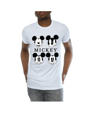 Disney Heren Vier hoofden Mickey Mouse Katoenen T-Shirt (Wit)