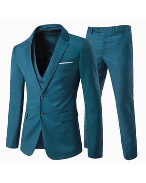 3-delig pak met ingekeepte revers SteelBlue
