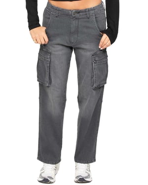 Enzo | Womens Cargo Straight Leg Jeans