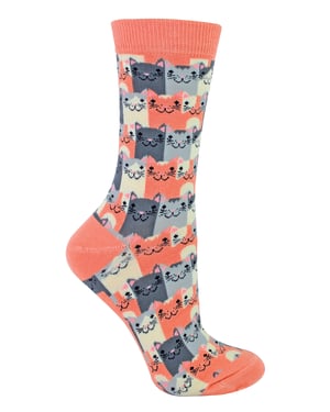 Miss Sparrow 2 Paar Dames Grappige Kattensokken, Ademende Grappige Bamboe Kousen - Happy Cats (Roze)
