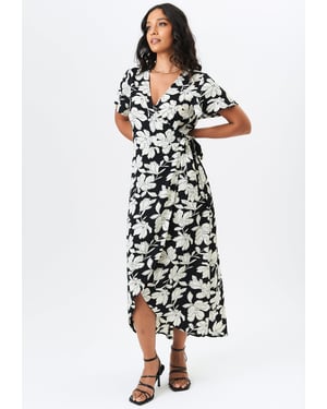 Bloemenprint Wikkel Midi Jurk