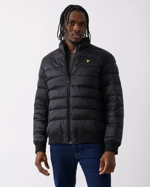 Lyle & Scott trechterhals gewatteerd gitzwart jack