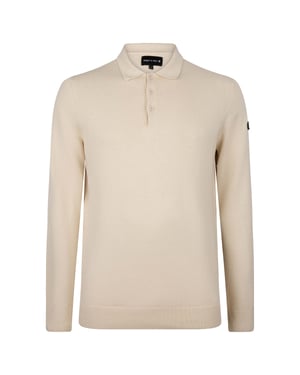 Presly & Sun Trui Brad Long Sleeve Knitted Polo Beige