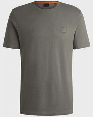 BOSS Orange Tales Heren Katoen-Jersey T-shirt Met Logo Patch