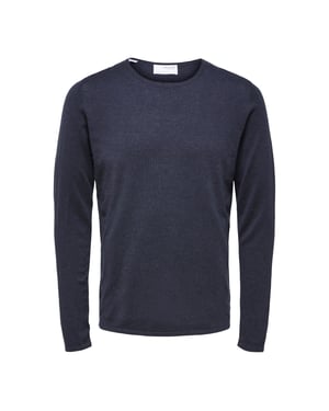 Selected Sweaters Rocks Knit Crew Neck Dark Sapphire Blauw
