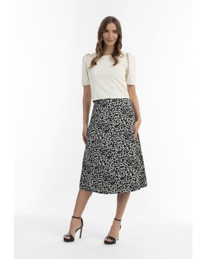 faina midi rok met leo print caneva