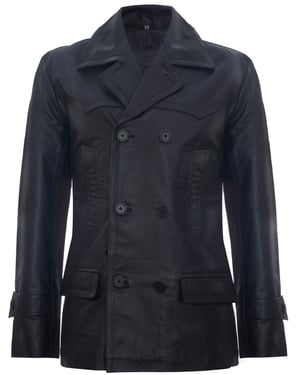 Cow Hide Dr Who Naval German Pea Coat leren jas