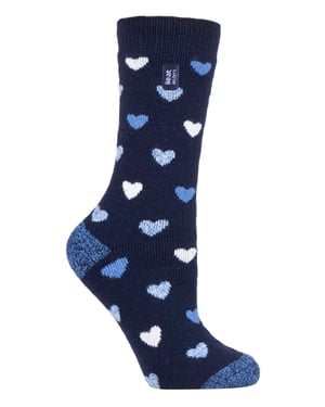 Heat Holders Lite - Geïsoleerde thermo damessokken - Navy Heart (Jasmine)