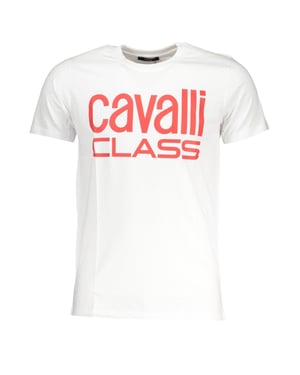 Cavalli Class Dapper Rood Logo Witte T-Shirt