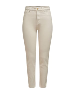 ONLY cropped high waist straight fit jeans ONLEMILY ecru
