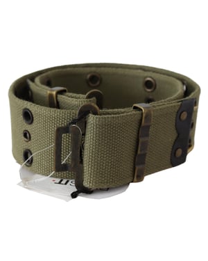 Ermanno Scervino Dames Groen 100% Katoen Rustiek Bronzen Gesp Riem