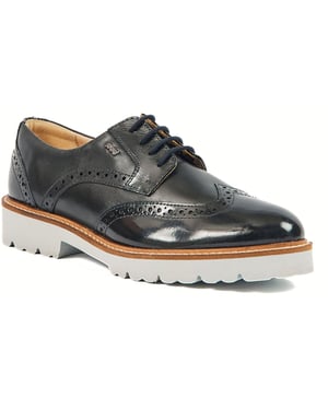 Pod Kortney Leer Vrouwen Navy Patent Brogues Schoenen