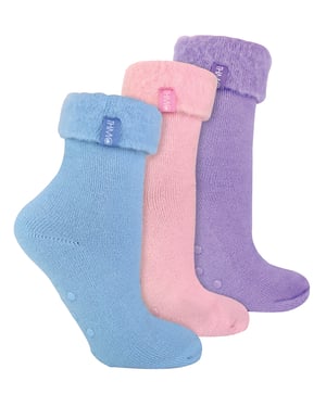 THMO - 3 Paar Dames Pantoffel Sokken met Antislip Grips | Bed Sokken - Diverse
