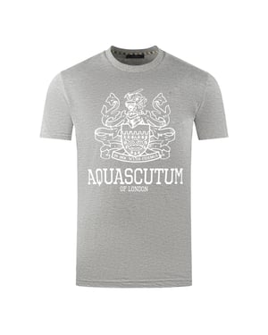 Aquascutum Large Bold London Aldis Brand Logo Grey T-Shirt