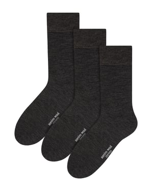 Steven - Heren 3 Paar Originele Merino Wollen Sokken | Lichtgewicht Boot Sokken - Houtskool