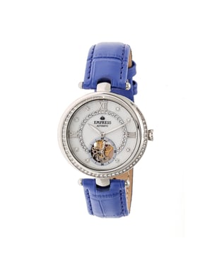 Empress Stella automatisch semi-skelet MOP lederen band horloge