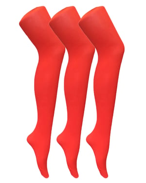 3 paar dames gekleurde ondoorzichtige 80 denier panty's - Vuur Rood