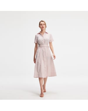Wijd uitlopende katoenen shirtjurk