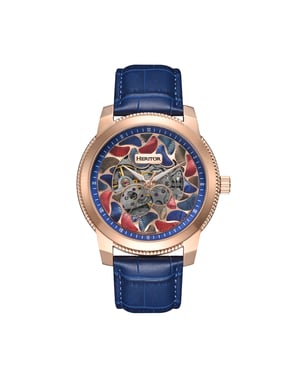 Heritor automatisch Emmanuel semi-skelet lederen bandhorloge