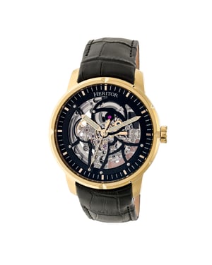 Heritor Automatische Ryder Skeleton Lederen Band Horloge