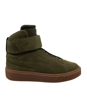 Puma Platform Mid OW Strap Leather Lace Up Green Damestrainers 364588 01