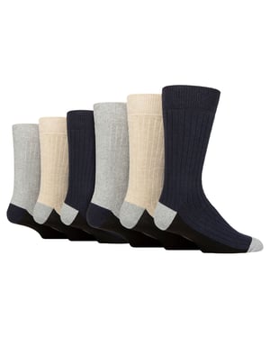 Wildfeet - 6 Paar Heren Katoenen Boot Sokken voor Buiten | Ideaal voor Wandelen - Blauw