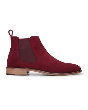 London Brogues Heren Burgundy Wijn Suède Leren Slip-On Chelsea Enkellaarsjes